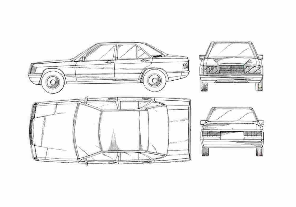 Blueprint Mercedes Benz W 210 190 A4 Photo Print