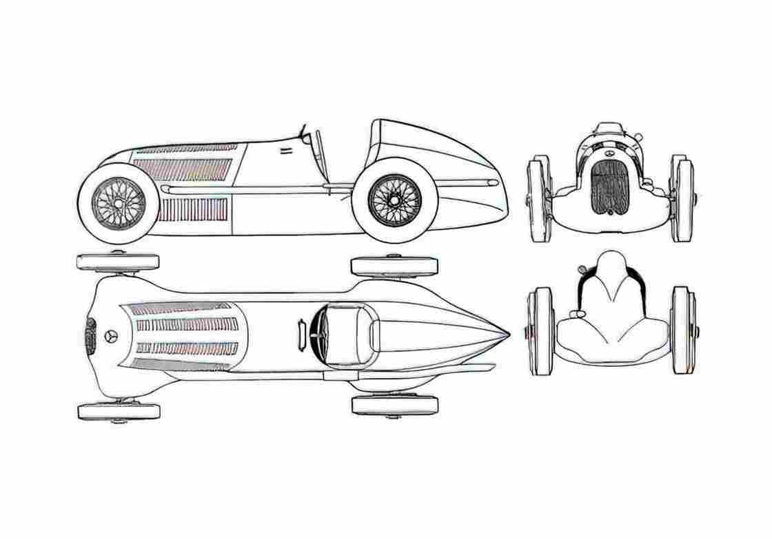Blueprint Mercedes Benz W 25B Coupe 1934 A4 Photo Print