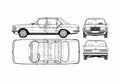 Blueprint Mercedes Benz W Class W124 280E Sedan 1977 A4 Photo Print