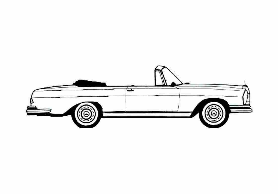 Blueprint Mercedes Benz W108 250SE Cabriolet 1969 A4 Photo Print