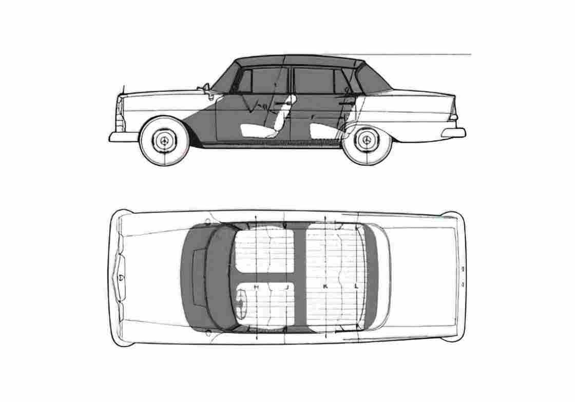 Blueprint Mercedes Benz W110 190 Sedan 1961 A4 Photo Print