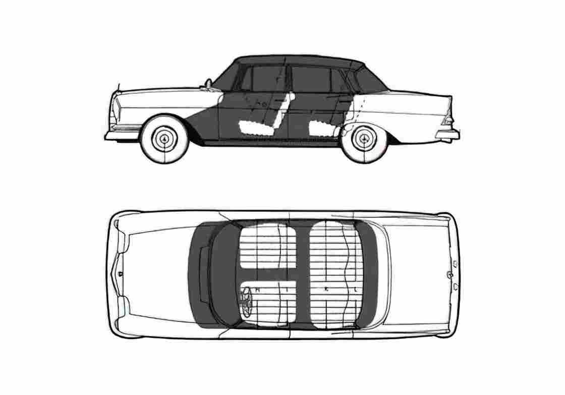 Blueprint Mercedes Benz W110 220 Sedan 1961 A4 Photo Print