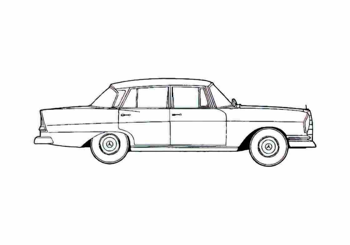 Blueprint Mercedes Benz W110 220 Sedan 1962 A4 Photo Print