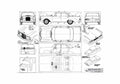 Blueprint Mercedes Benz W111 Sedan 1962 A4 Photo Print