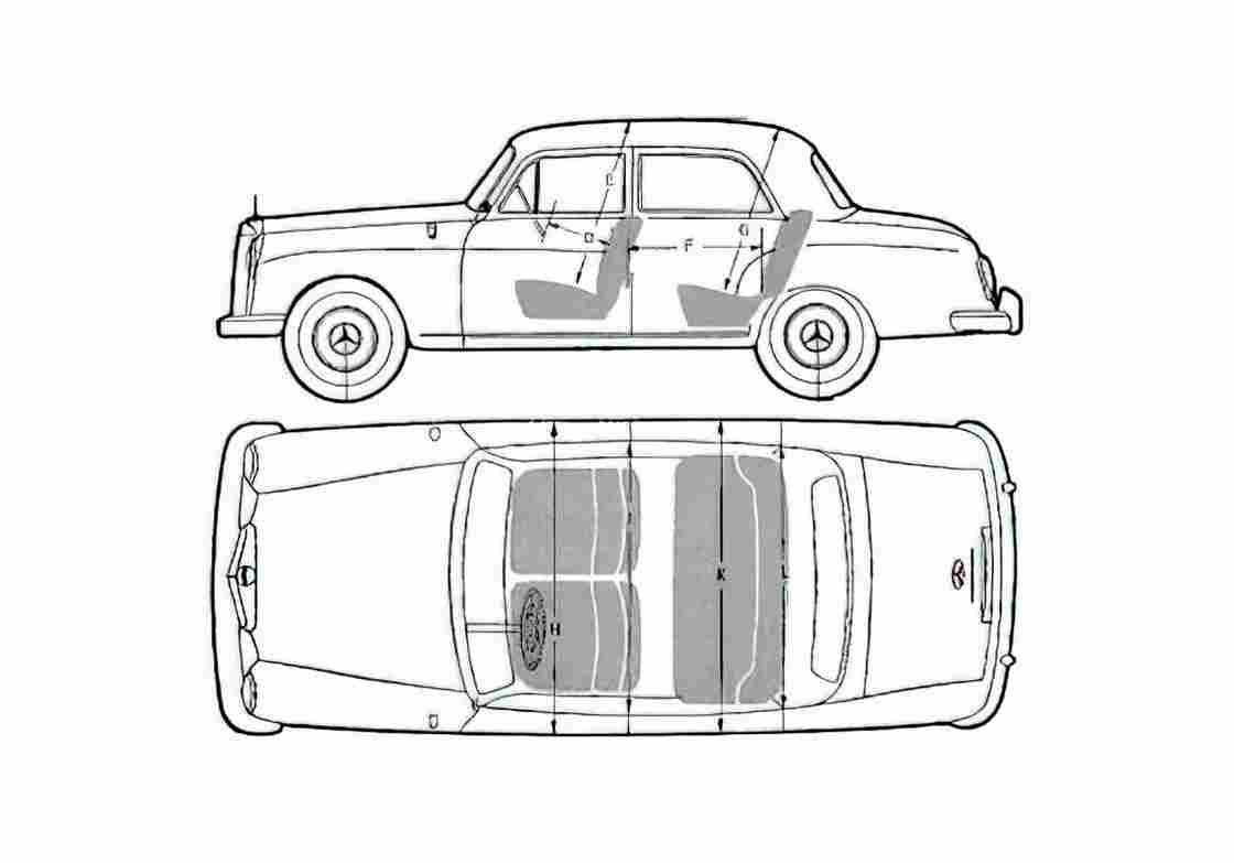 Blueprint Mercedes Benz W120 180 Sedan 1959 A4 Photo Print