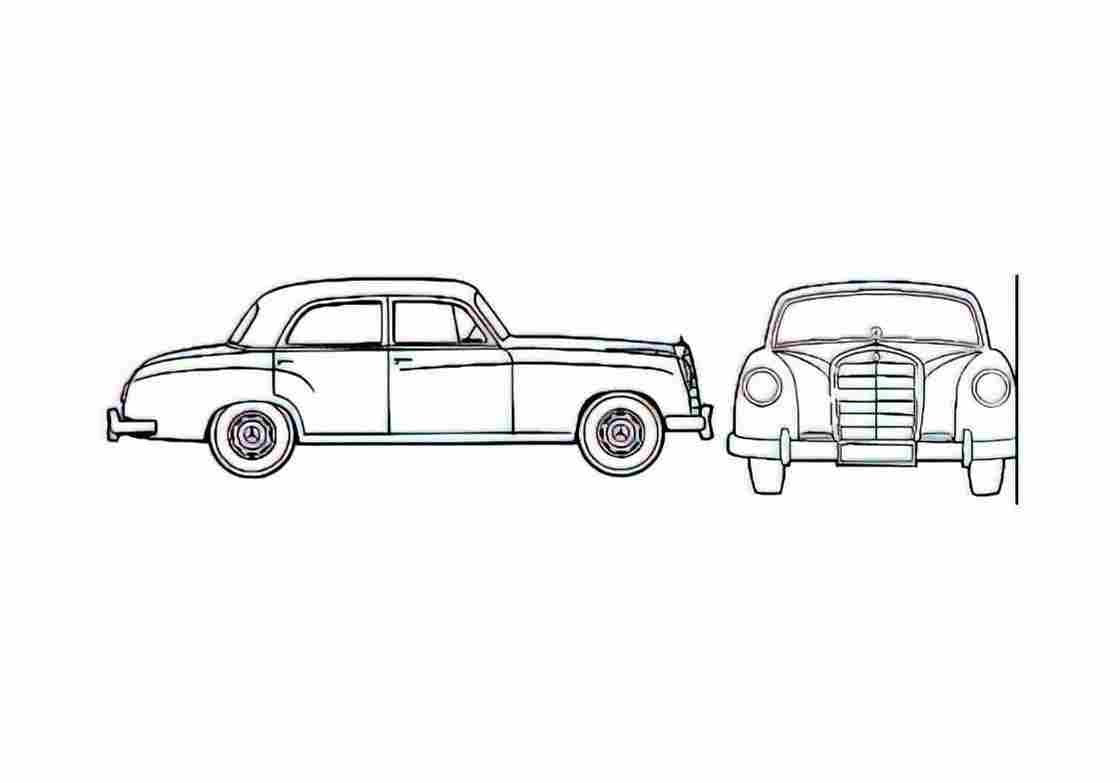 Blueprint Mercedes Benz W120 219 Sedan 1957 A4 Photo Print
