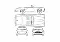 Blueprint Mercedes Benz W121 190SL Cabriolet 1960 A4 Photo Print