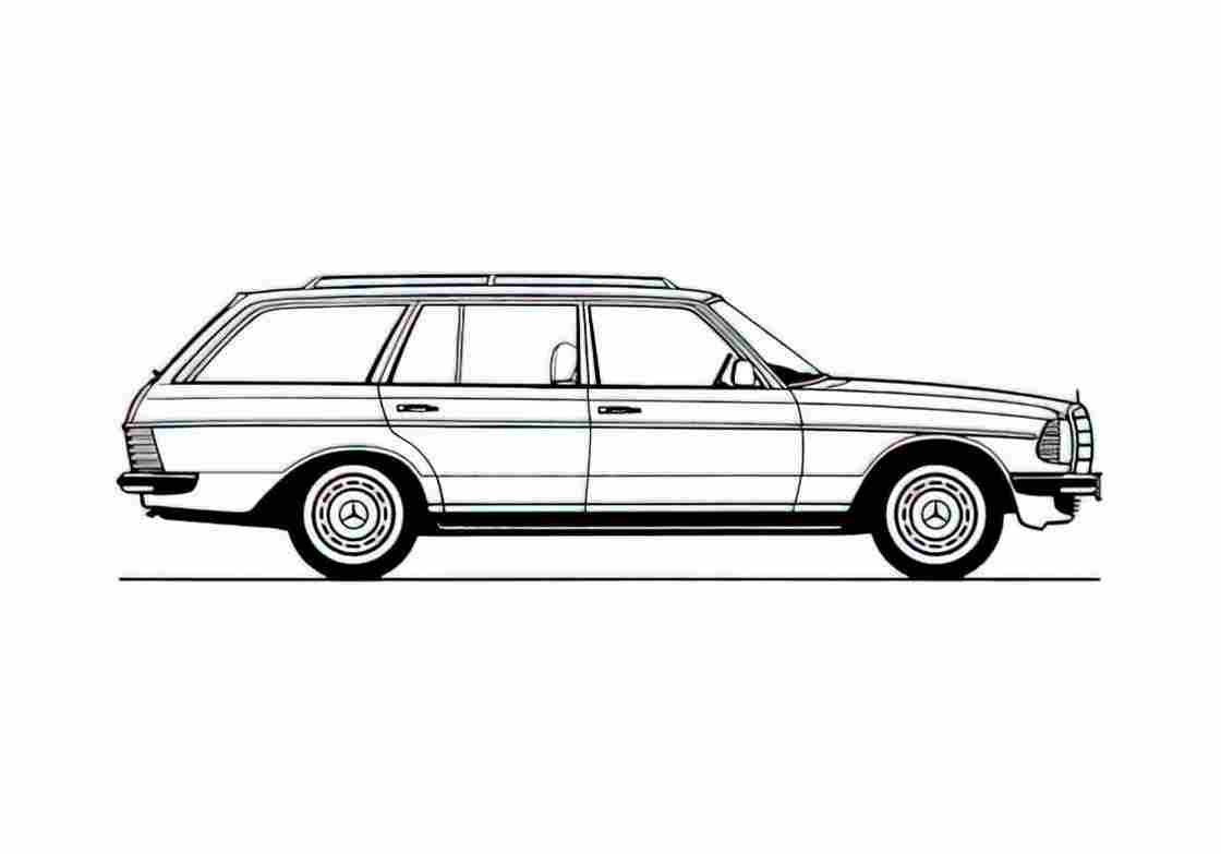 Blueprint Mercedes Benz W123 240TD Wagon 1983 A4 Photo Print