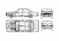 Blueprint Mercedes Benz W123 Sedan 1976 A4 Photo Print