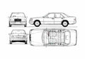 Blueprint Mercedes Benz W124 300E Sedan 1987 A4 Photo Print