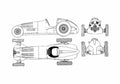 Blueprint Mercedes Benz W125 Coupe 1937 A4 Photo Print