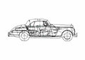 Blueprint Mercedes Benz W128 220 Sedan 1960 A4 Photo Print