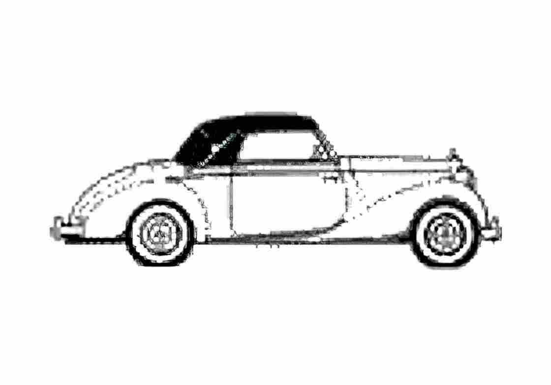 Blueprint Mercedes Benz W132 170S Cabriolet 1952 A4 Photo Print