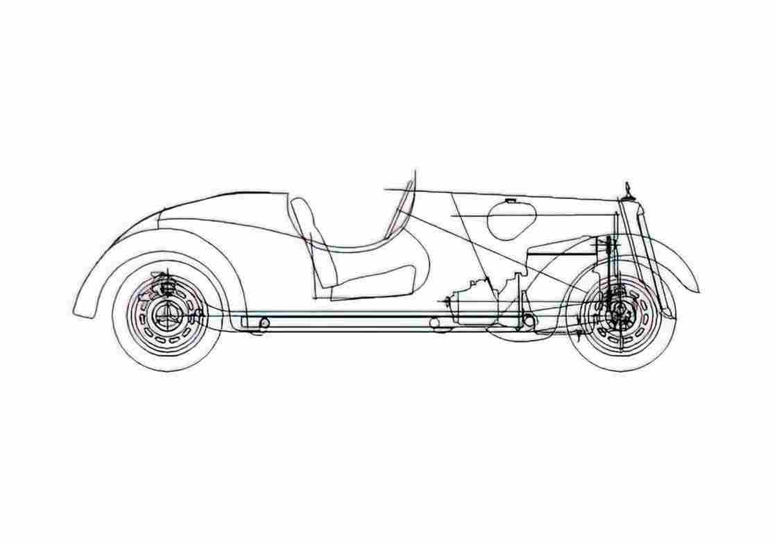 Blueprint Mercedes Benz W136 170VS Cabriolet 1936 A4 Photo Print