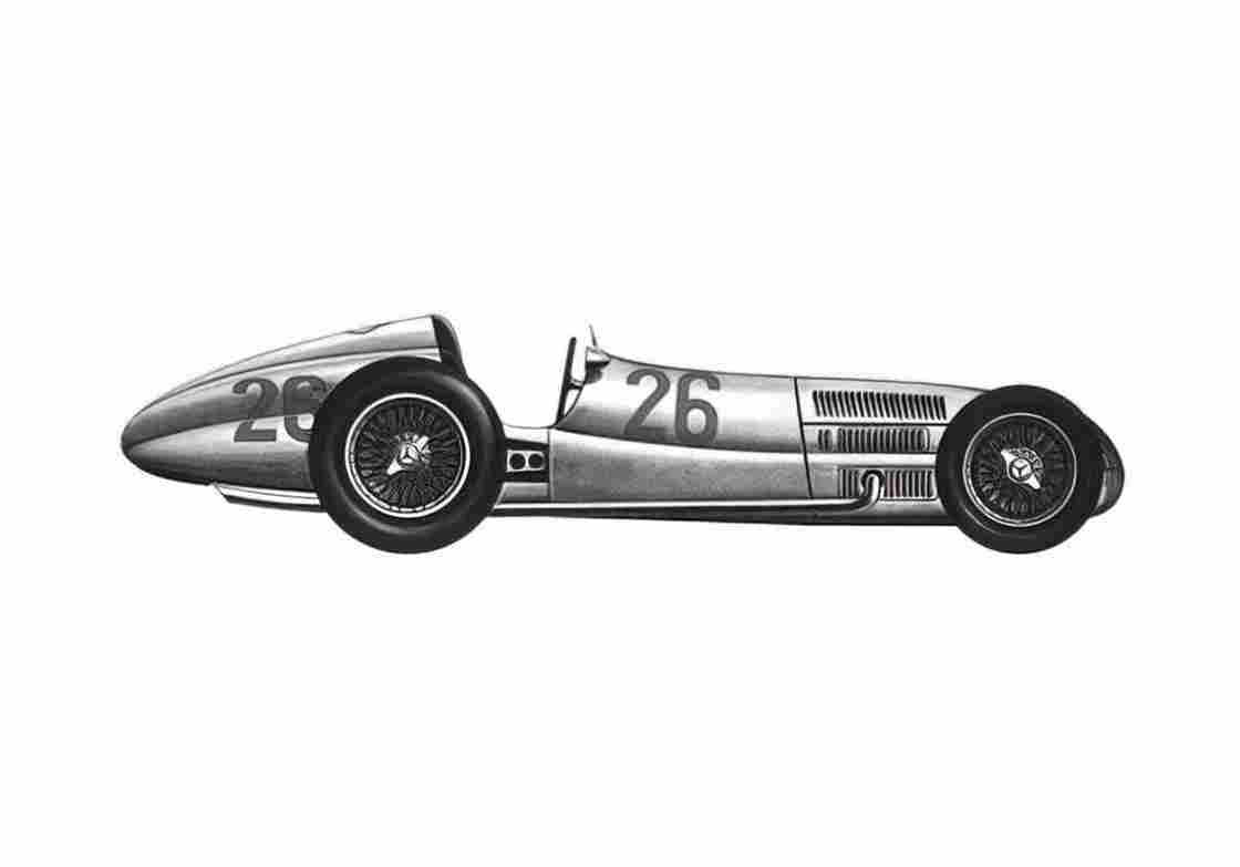 Blueprint Mercedes Benz W154GP OW 1938 A4 Photo Print