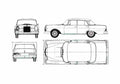Blueprint Mercedes Benz W180 220S Sedan 1962 A4 Photo Print