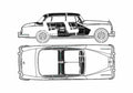 Blueprint Mercedes Benz W189 300d Sedan 1959 A4 Photo Print
