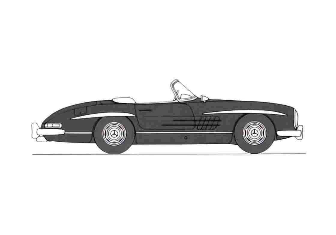 Blueprint Mercedes Benz W194 300SL Cabriolet 1957 A4 Photo Print