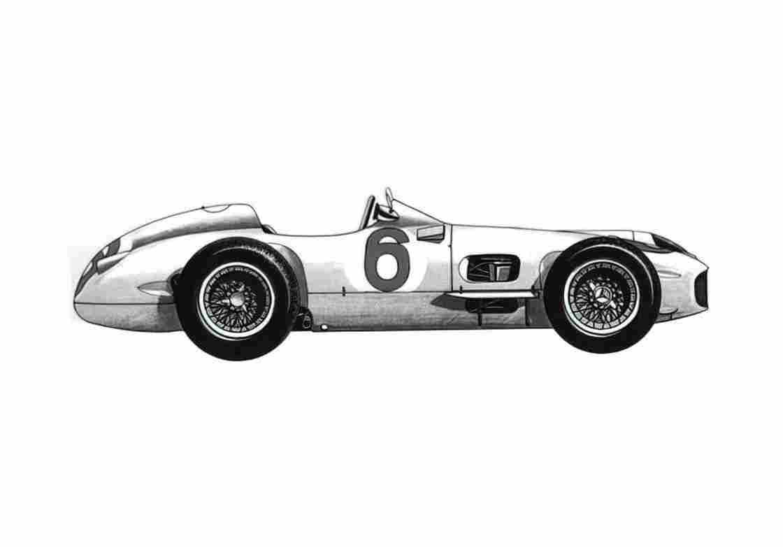 Blueprint Mercedes Benz W196 OW 1955 A4 Photo Print