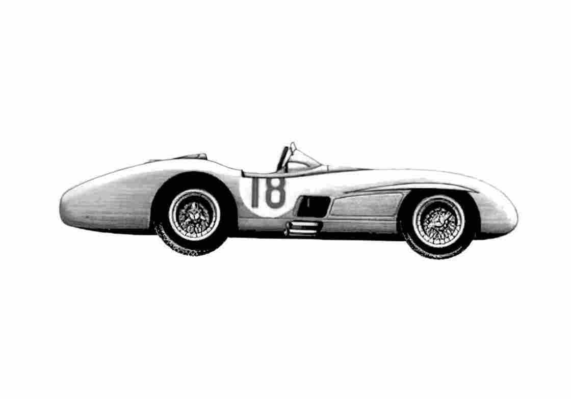Blueprint Mercedes Benz W196GP OW 1956 A4 Photo Print