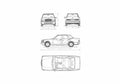Blueprint Mercedes Benz W201 190 Sedan 1982 A4 Photo Print