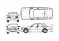 Blueprint Mercedes Benz W201 190e Evolution II Sedan 1982 2) A4 Photo Print