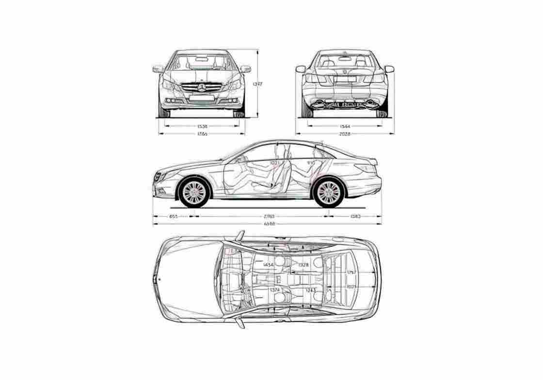 Blueprint Mercedes Benz W212 E Class Coupe 2010 A4 Photo Print