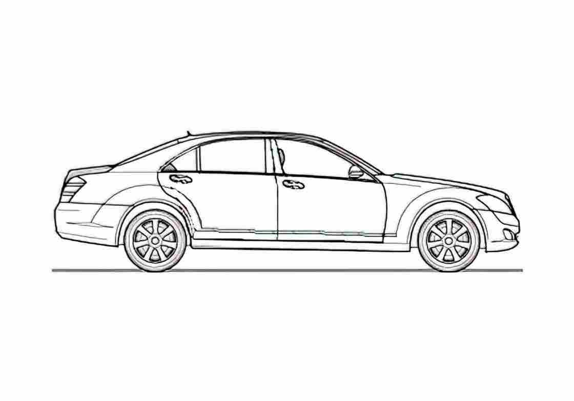 Blueprint Mercedes Benz W221 S350 Sedan 2009 A4 Photo Print