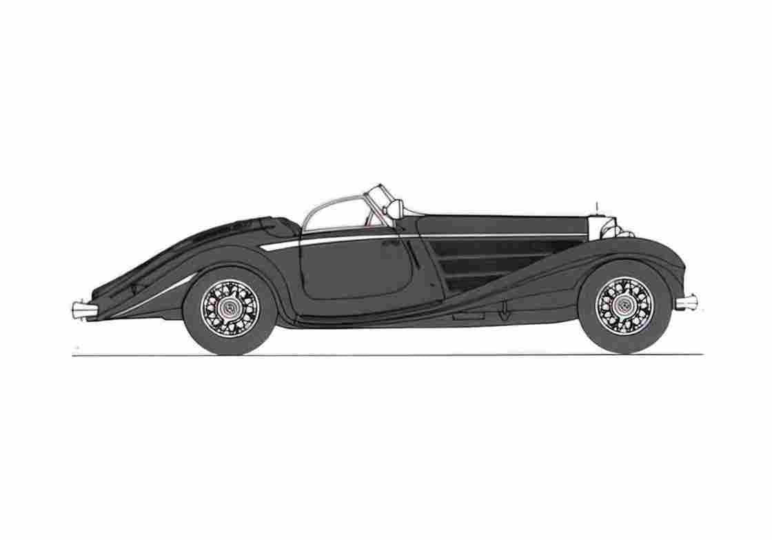 Blueprint Mercedes Benz W29 540K Cabriolet 1936 A4 Photo Print