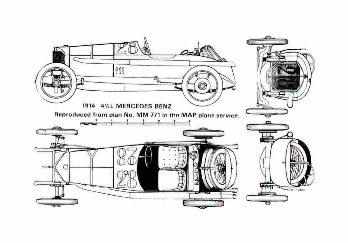 Blueprint Mercedes Benz mercedes benz Coupe 1914 A4 Photo Print