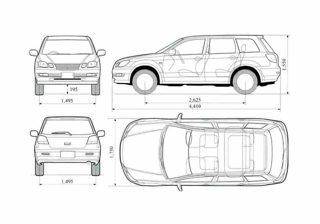 Blueprint Mitsubishi Airtek SUV 2001 A4 Photo Print
