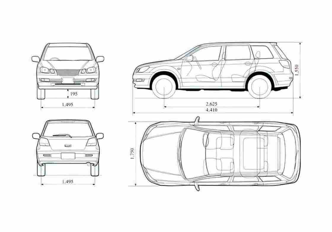 Blueprint Mitsubishi Airtek SUV 2005 A4 Photo Print