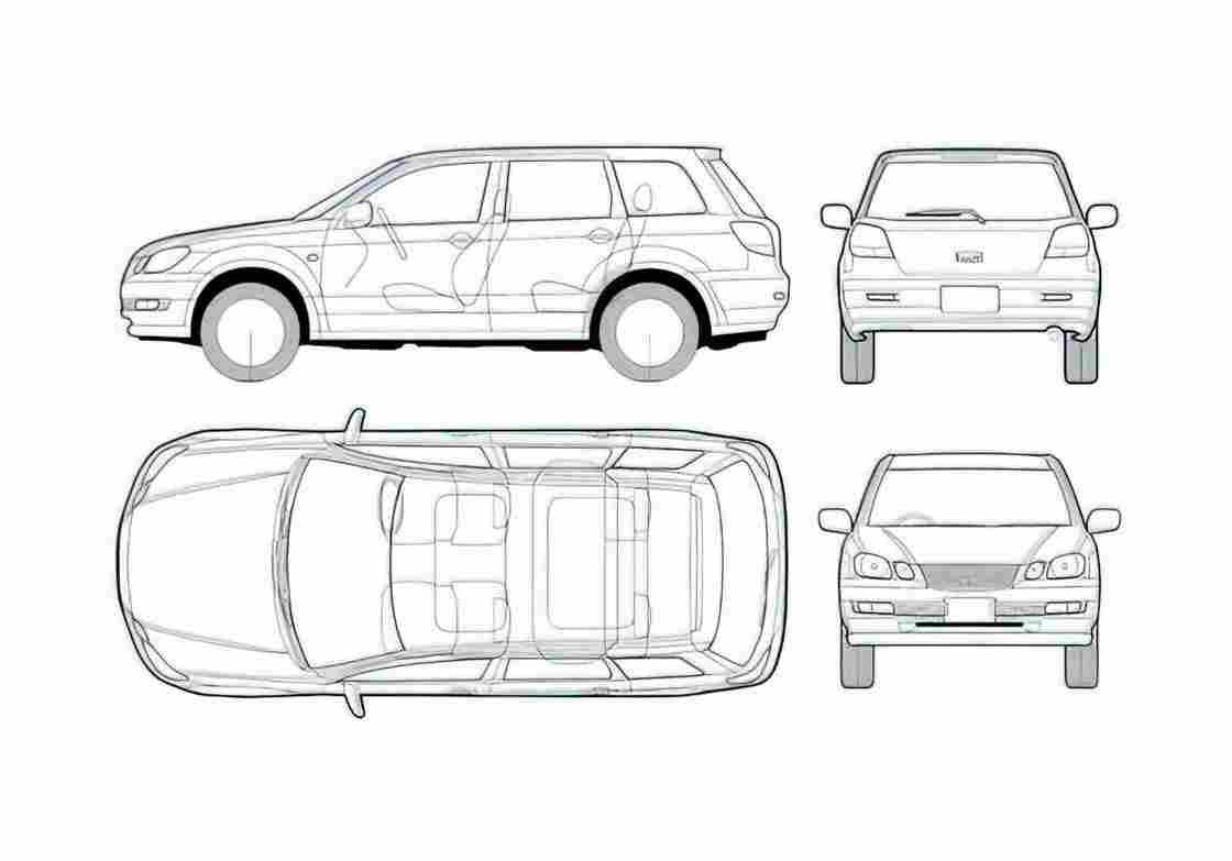 Blueprint Mitsubishi Airtreck SUV 2004 A4 Photo Print