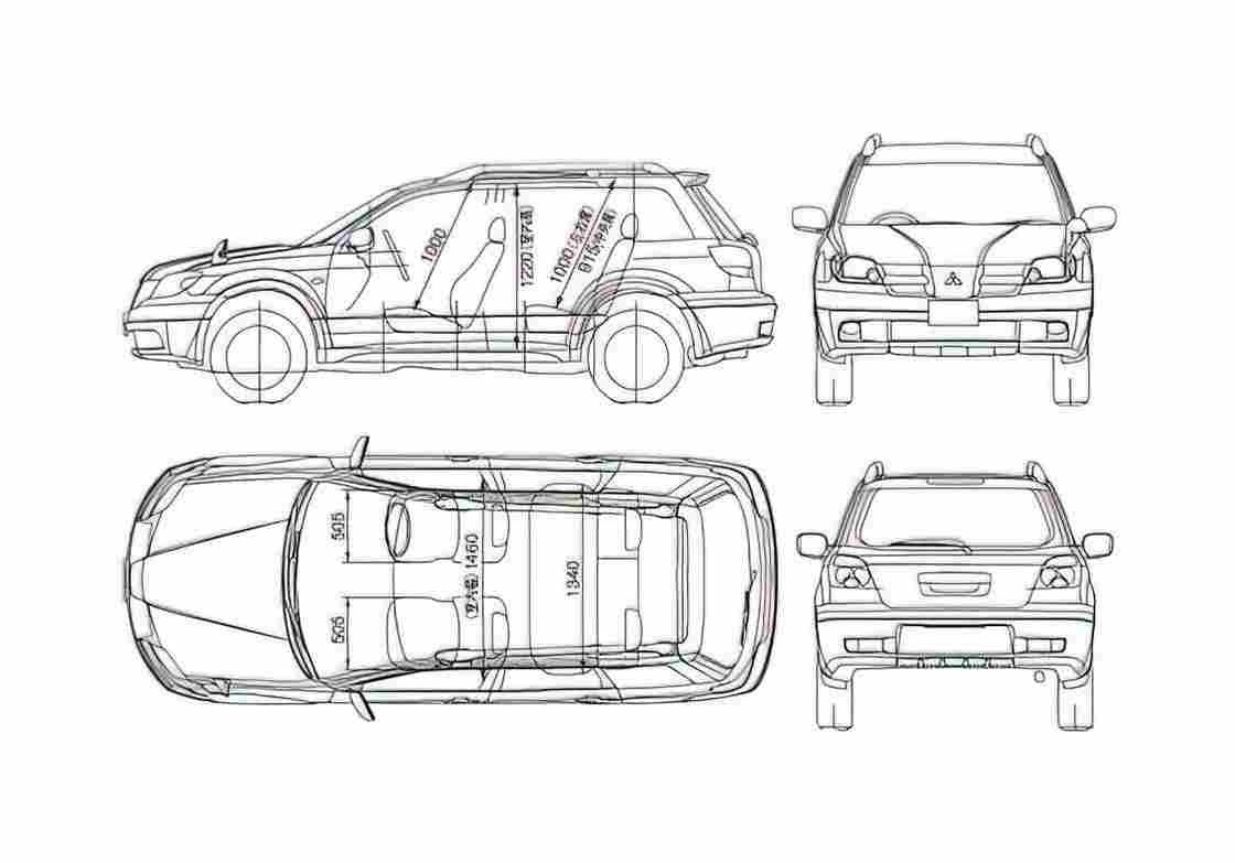 Blueprint Mitsubishi Airtreck SUV 2005 A4 Photo Print