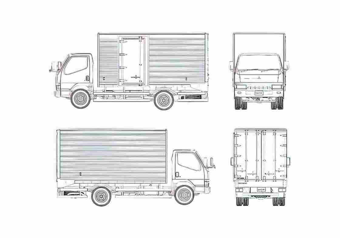 Blueprint Mitsubishi Canter Truck A4 Photo Print
