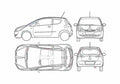 Blueprint Mitsubishi Colt 3 door Hatchback 2005 A4 Photo Print