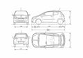 Blueprint Mitsubishi Colt 3 door Hatchback 2007 A4 Photo Print