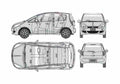 Blueprint Mitsubishi Colt 5 door Hatchback 2005 A4 Photo Print