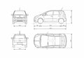 Blueprint Mitsubishi Colt 5 door Hatchback 2007 A4 Photo Print