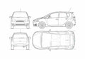 Blueprint Mitsubishi Colt 5 door Hatchback 2010 A4 Photo Print