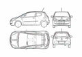 Blueprint Mitsubishi Colt CZ 3 Hatchback 2006 A4 Photo Print