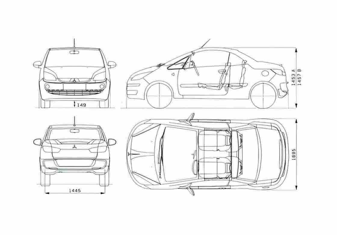 Blueprint Mitsubishi Colt CZC Cabriolet 2006 A4 Photo Print
