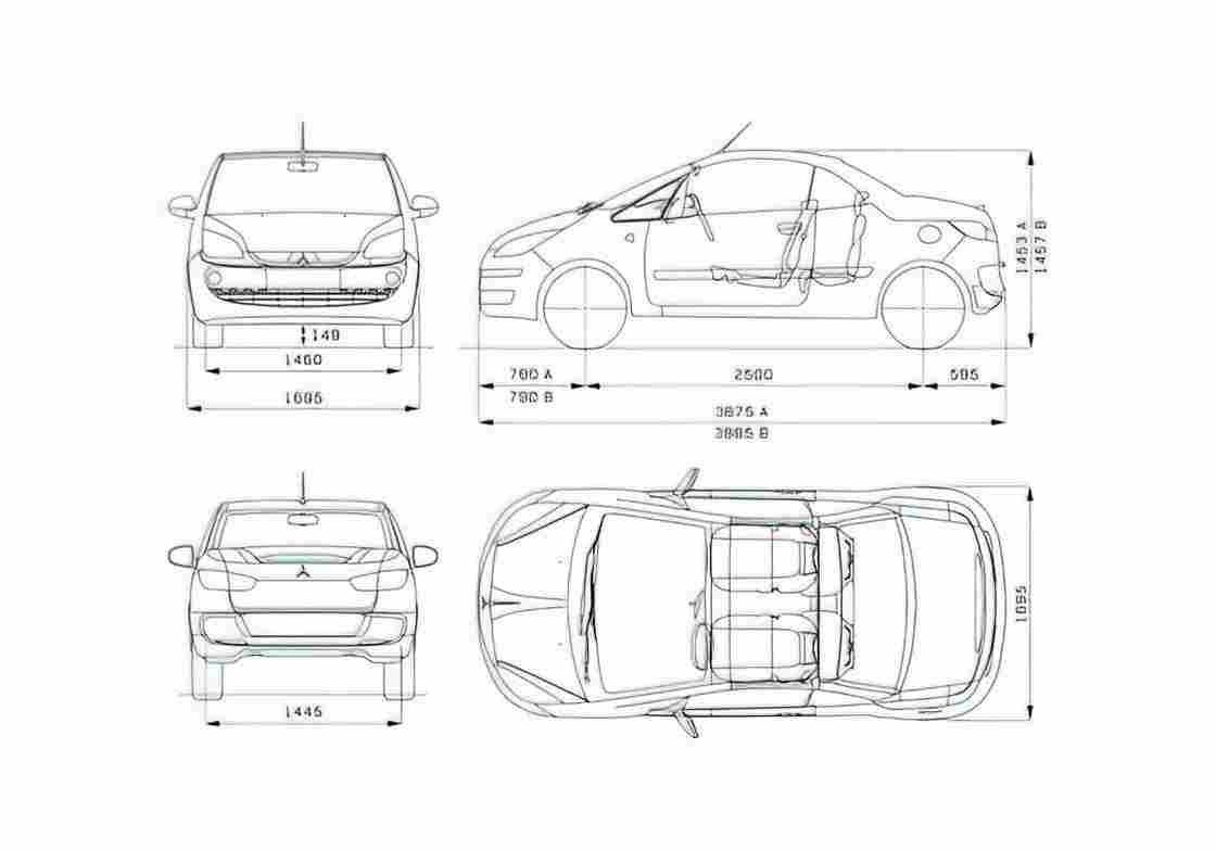 Blueprint Mitsubishi Colt CZC Coupe 2007 A4 Photo Print