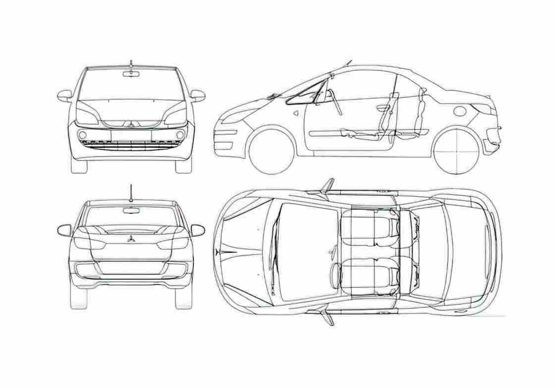 Blueprint Mitsubishi Colt CZC Sedan 2006 A4 Photo Print