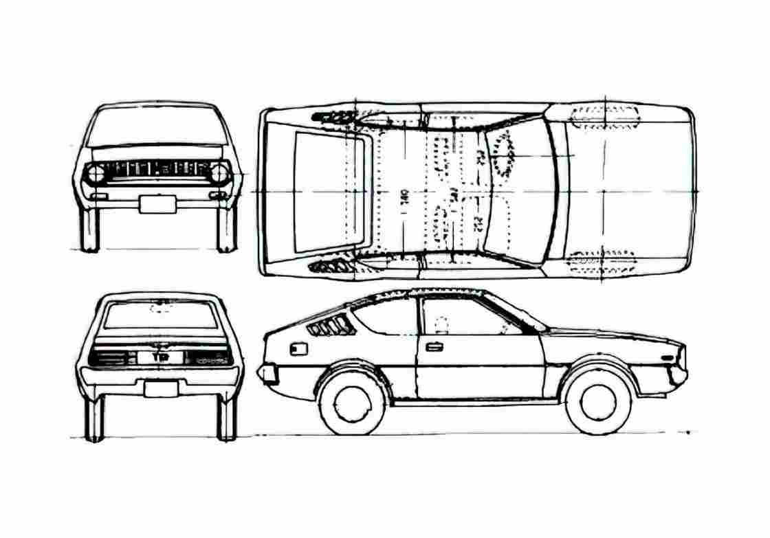 Blueprint Mitsubishi Colt Celeste Coupe 1976 A4 Photo Print