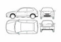 Blueprint Mitsubishi Colt Hatchback 1991 A4 Photo Print