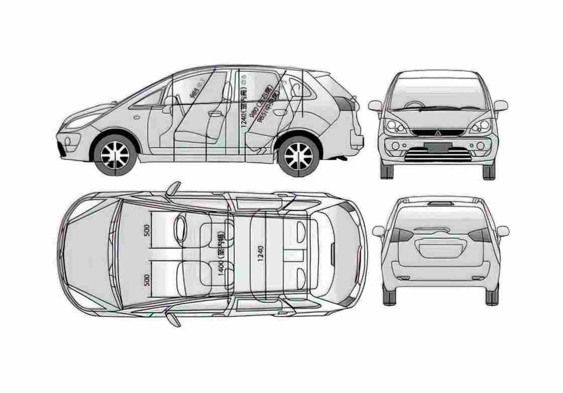 Blueprint Mitsubishi Colt Plus Wagon 2005 A4 Photo Print