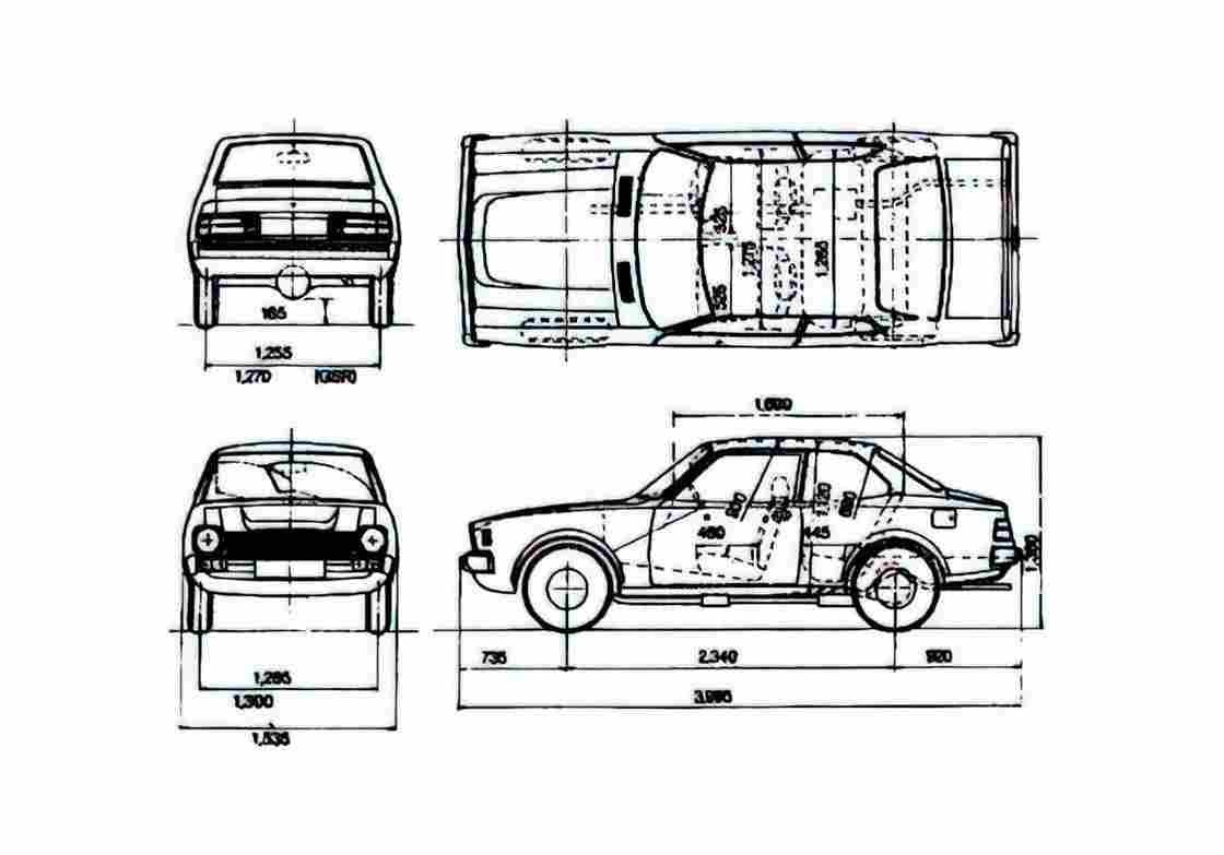 Blueprint Mitsubishi Colt Sedan 1960 A4 Photo Print