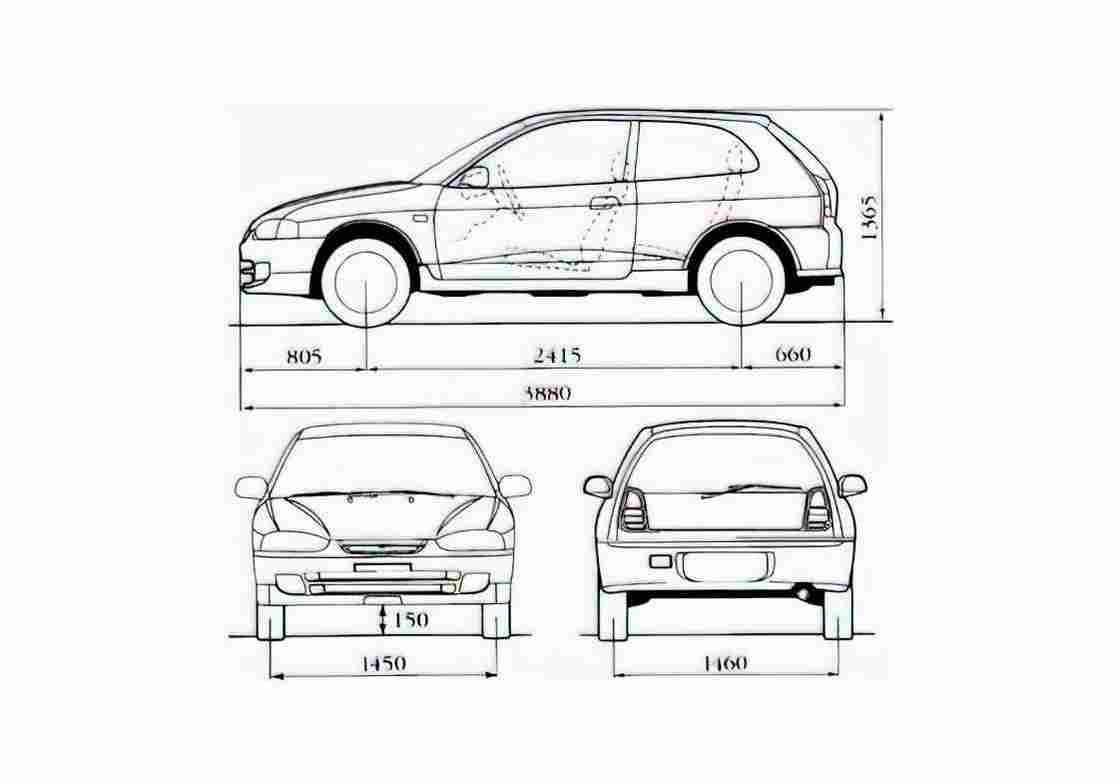 Blueprint Mitsubishi Colt V Hatchback 1998 A4 Photo Print