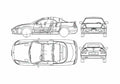 Blueprint Mitsubishi Convertible Cabriolet 2005 A4 Photo Print